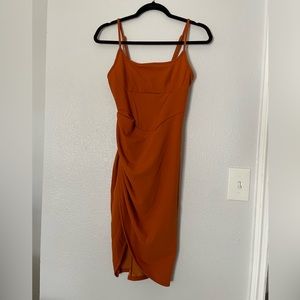 Ruched Bodycon Slit Asymmetrical Spagehtti Strap Mini Dress. Size Small.